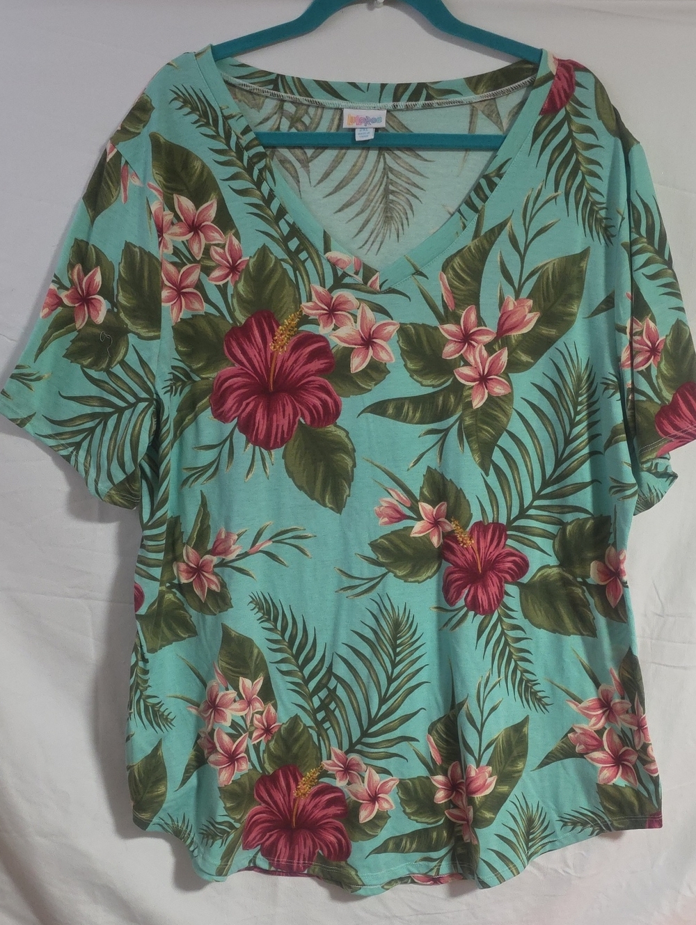 LuLaRoe Aqua Tropical Print Top